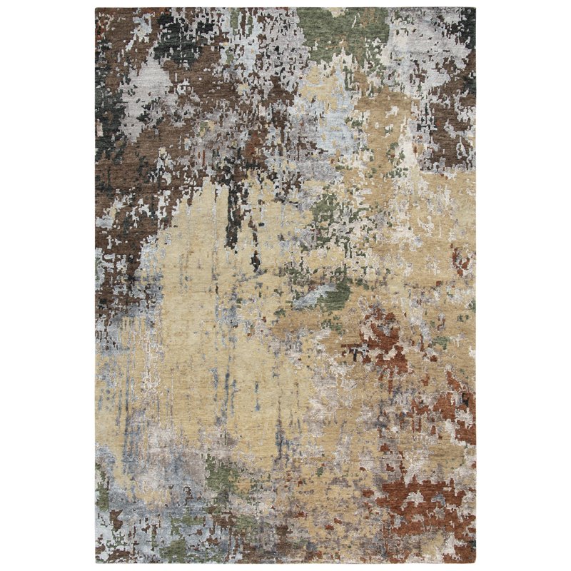 Alora Decor Noble 6' x 9' Abstract Beige/Brown/Gray/Rust/Blue Hand Knot Area Rug
