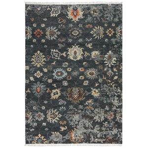 alora decor muse 8' x 10' charcoal/black/blue/red/yellow hand knotted area rug