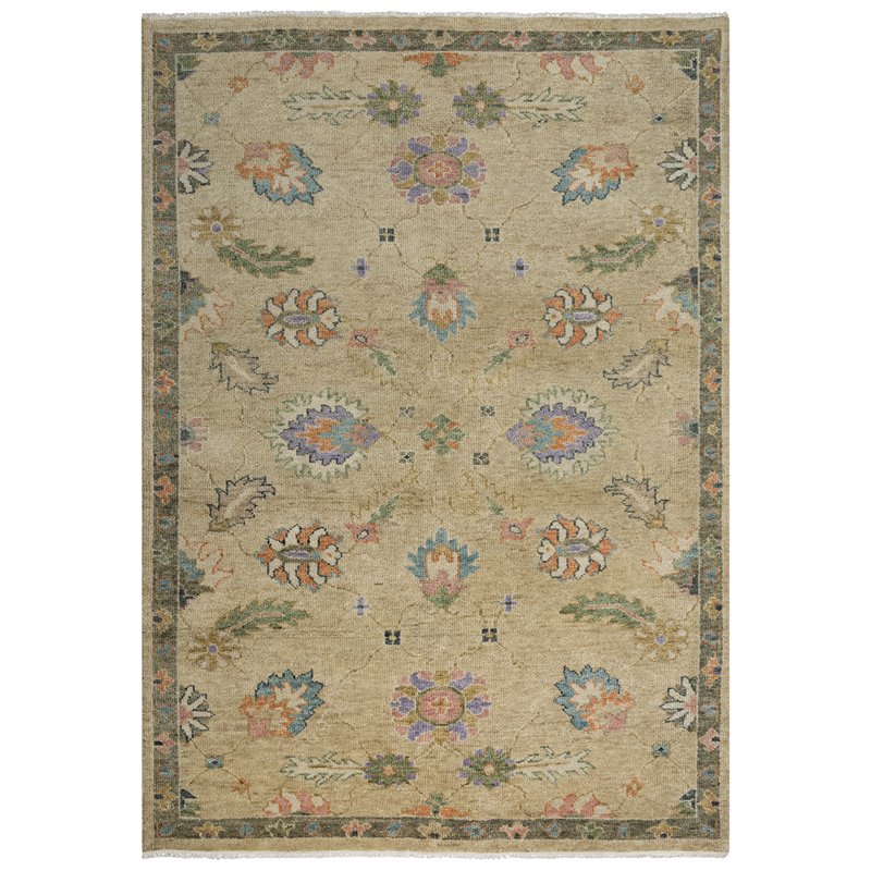 Orange Hand Knotted Area Rug, Area Rugs Purple And Green