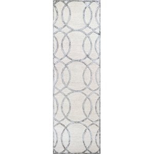 Alora Decor Madison 2'6&quot x 8' Geometric Cream/DK.Gray Hand-Tufted Area Rug