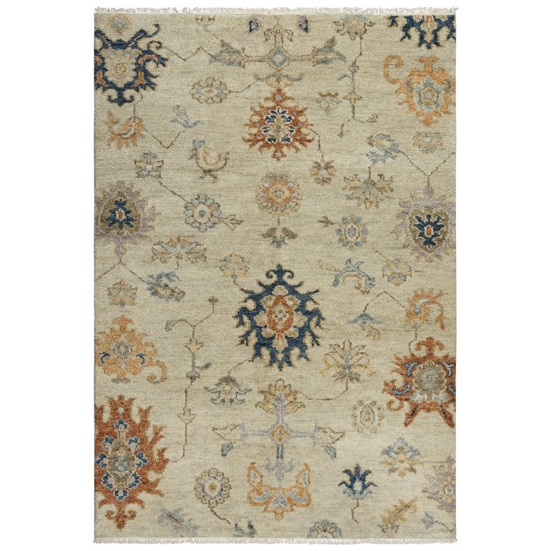 Alora Decor Muse 6' x 9' Beige/Beige/ Blue/ Yellow Hand Knotted Area Rug