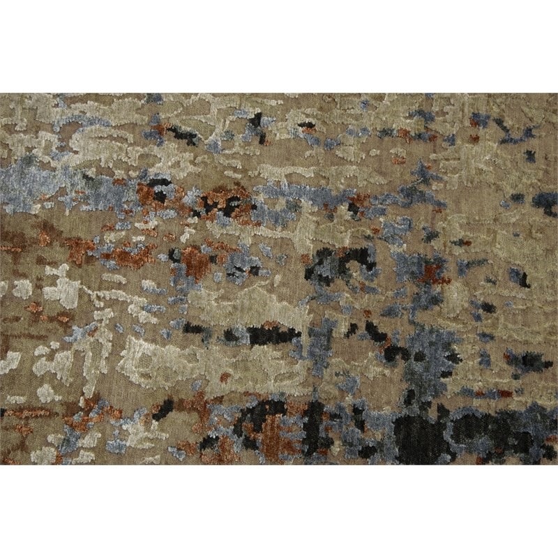Alora Decor Noble 9' x 12' Abstract Beige Rust/Gray/Rust/Blue Hand Knot Area Rug