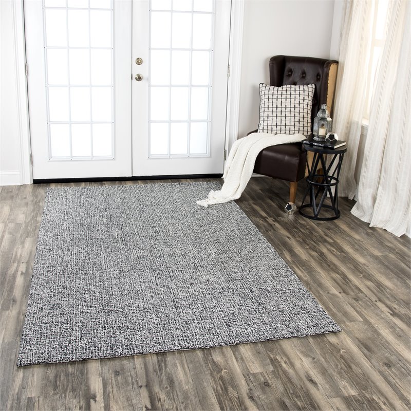 Alora Decor London 3' x 5' Tweed Black/White/Gray/Rust/Blue Hand-Tufted Area Rug