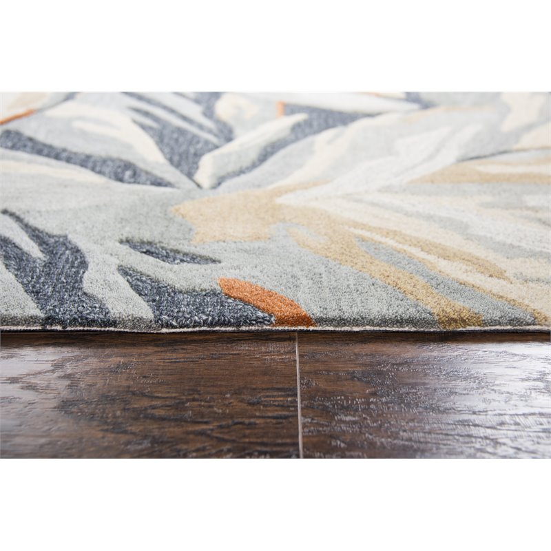 Alora Decor Lapis 8' x 10' Floral Blue/Gray/Beige/Orange Hand-Tufted Area Rug