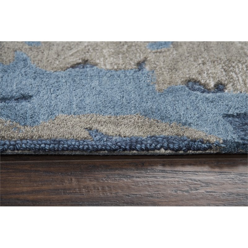 Alora Decor Lapis 8' x 10' Abstract Blue/Dk Blue/Gray/Taupe Hand-Tufted Area Rug
