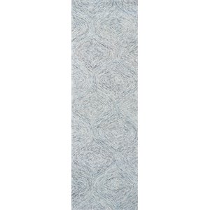Alora Decor London 2'6&quot x 8' Trellis Blue/Gray/Rust/Blue Hand-Tufted Area Rug