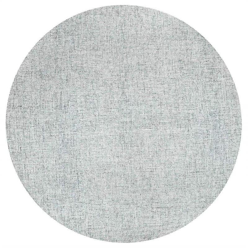 Alora Decor London 8' Round Solid Blue/Gray/Rust/Blue Hand-Tufted Area Rug