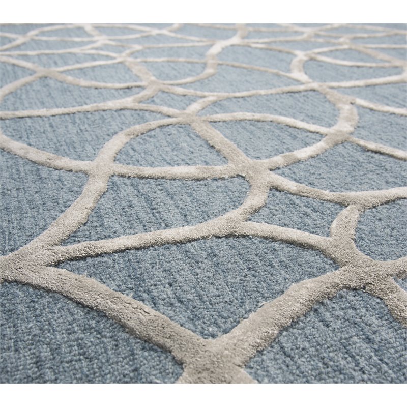 Alora Decor Madison 3' x 5' Trellis Denim/Gray Hand-Tufted Area Rug
