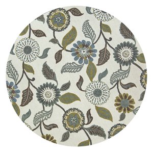 alora decor milan 8' round floral sage/blue-teal/gray/rust/blue area rug