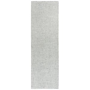 Alora Decor London 2'6&quot x 8' Solid Gray/Gray/Rust/Blue Hand-Tufted Area Rug
