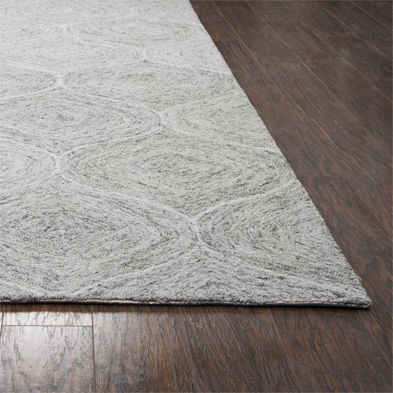 Alora Decor London 3' x 5' Trellis Gray/Gray/Rust/Blue Hand-Tufted Area Rug