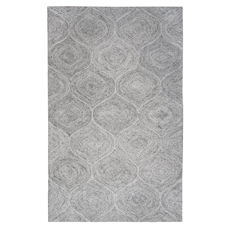 Alora Decor London 3' x 5' Trellis Gray/Gray/Rust/Blue Hand-Tufted Area Rug