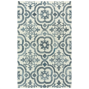 Alora Decor Neo 5'x7'6&quot Scroll Ivory/Blue Hand-Tufted Area Rug