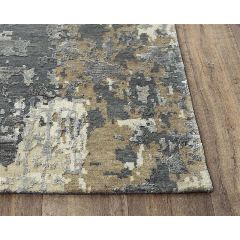 Alora Decor Noble 10' x 14' Abstract Ivory/Gray/Brown/Beige Hand Knot Area Rug