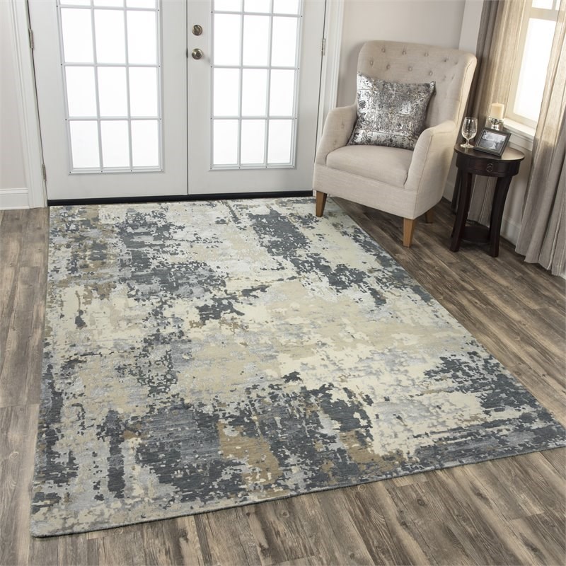 Alora Decor Noble 6' x 9' Abstract Ivory/Gray/Brown/Beige Hand Knot Area Rug