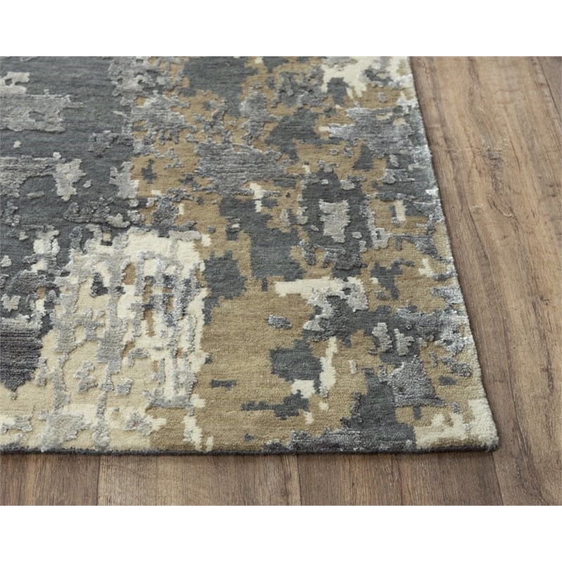 Alora Decor Noble 6' x 9' Abstract Ivory/Gray/Brown/Beige Hand Knot Area Rug