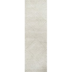 Alora Decor Makalu 2'6&quot x 8' Geometric/Solid Ivory /Natural Hand-Tufted Area Rug