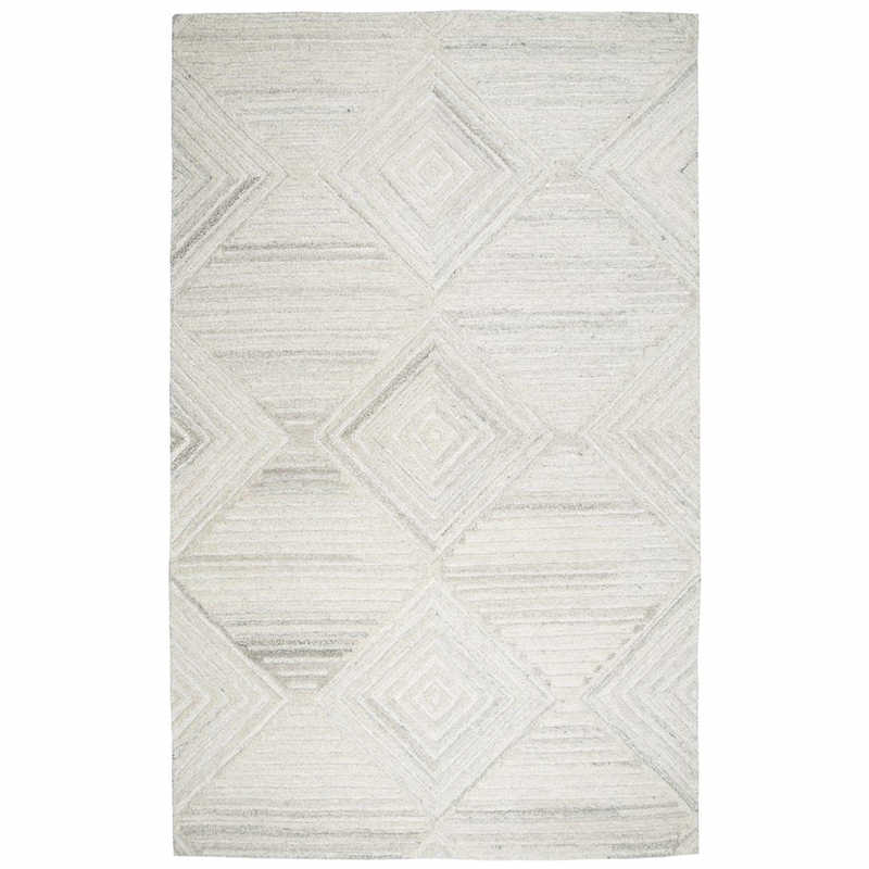 Alora Decor Makalu 8' x 10' Geometric/Solid Ivory /Natural Hand-Tufted Area Rug