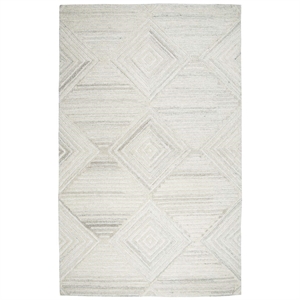 Alora Decor Makalu 8' x 10' Geometric/Solid Ivory /Natural Hand-Tufted Area Rug
