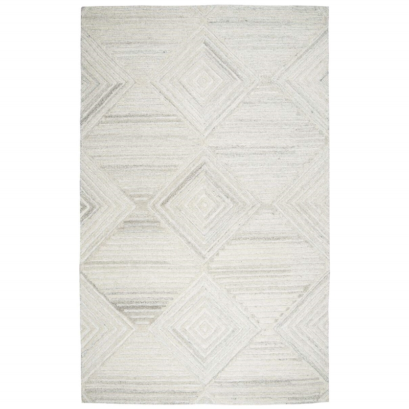 Alora Decor Makalu 8' x 10' Geometric/Solid Ivory /Natural Hand-Tufted Area Rug