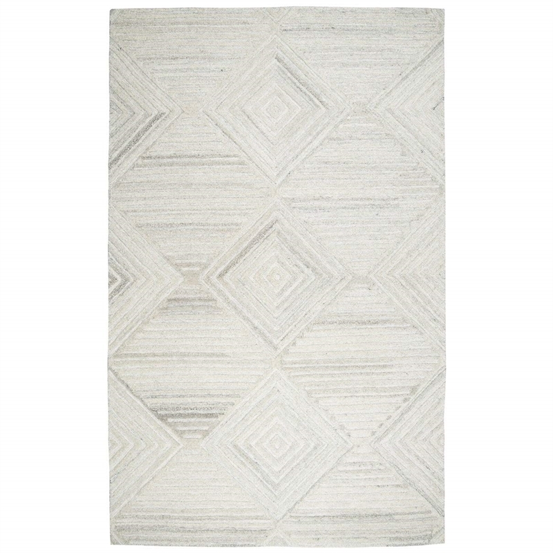 Alora Decor Makalu 5' x 8' Geometric/Solid Ivory /Natural Hand-Tufted Area Rug