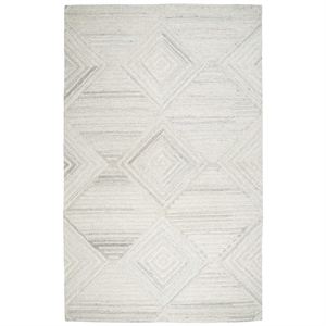 Alora Decor Makalu 5' x 8' Geometric/Solid Ivory /Natural Hand-Tufted Area Rug