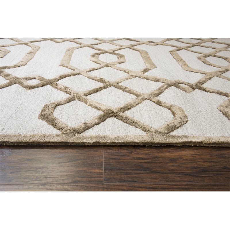 Alora Decor Madison 5' x 8' Trellis Cream/Tan Hand-Tufted Area Rug