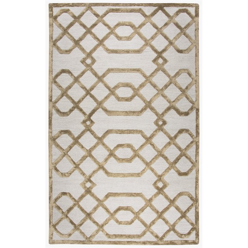 Alora Decor Madison 5' x 8' Trellis Cream/Tan Hand-Tufted Area Rug