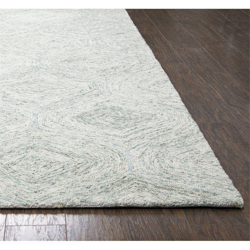 Alora Decor London 3' x 5' Trellis Green/Gray/Rust/Blue Hand-Tufted Area Rug