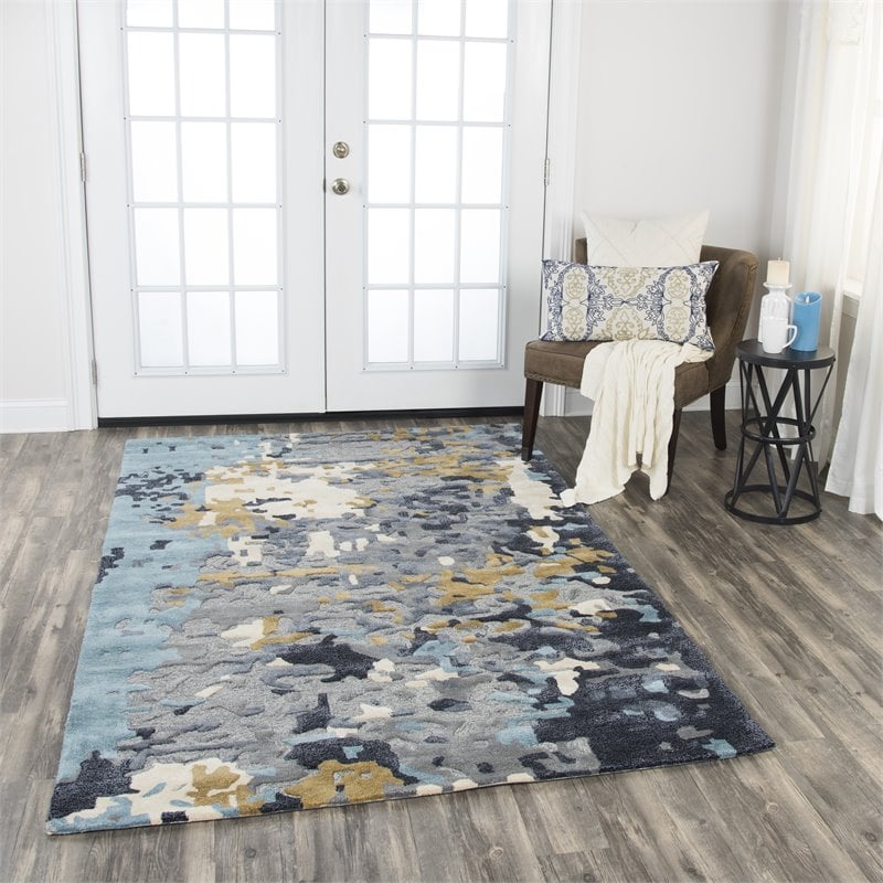 Alora Decor Lapis 5' x 8' Gray/Dk Gray/Teal/Antic Gold/Beige Area Rug