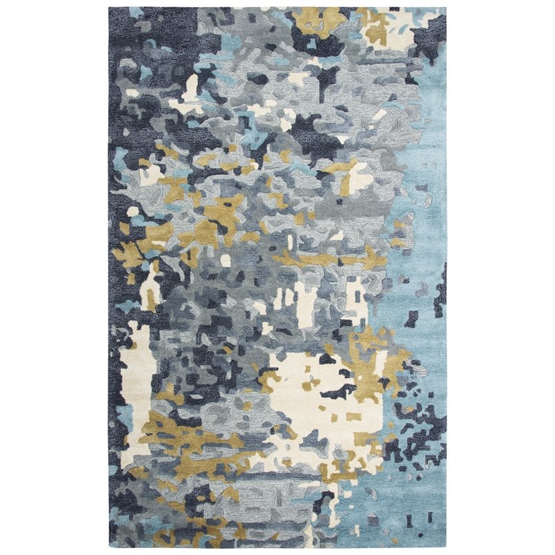 Lapis 5 X 8 Abstract Gray Dk, Teal Gold Gray Rug