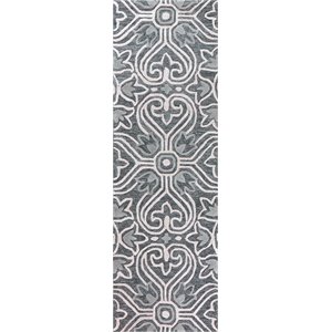 Alora Decor Lavine 2'6&quot x 8' Medallion Gray/Lt. Gray/Natural Hand-Tufted Rug