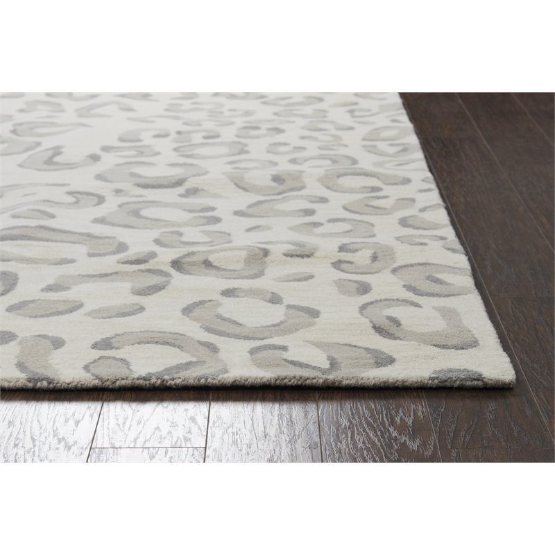 Alora Decor Liberty 5' x 8' Animal/Cheetah Gray/Ivory Hand-Tufted Area Rug