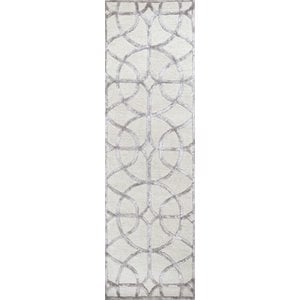 Alora Decor Madison 2'6&quot x 8' Trellis Ivory/Silver Hand-Tufted Area Rug