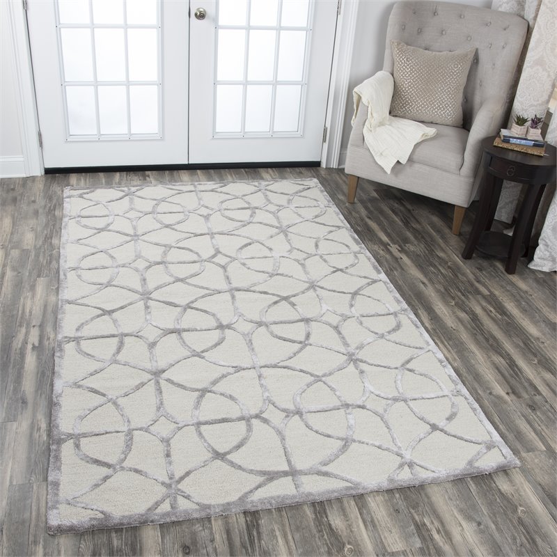 Alora Decor Madison 8' x 10' Trellis Ivory/Silver Hand-Tufted Area Rug