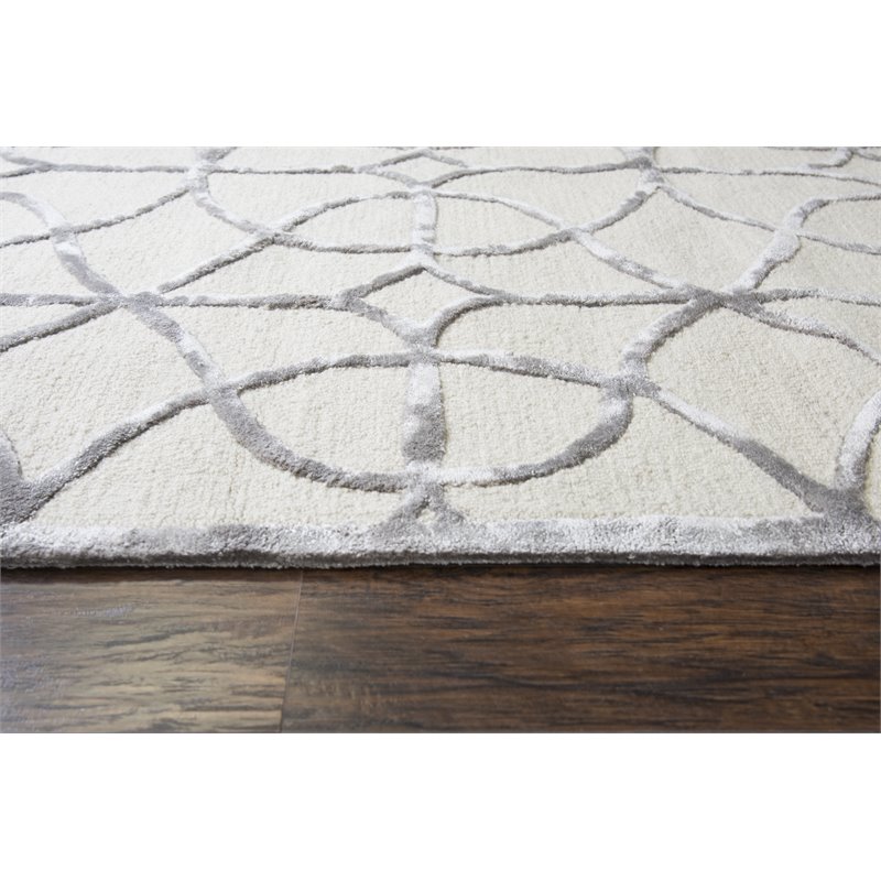 Alora Decor Madison 8' x 10' Trellis Ivory/Silver Hand-Tufted Area Rug