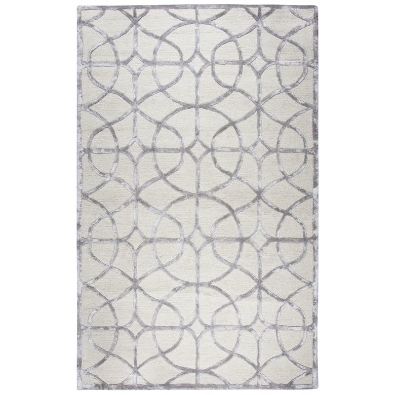 Alora Decor Madison 8' x 10' Trellis Ivory/Silver Hand-Tufted Area Rug
