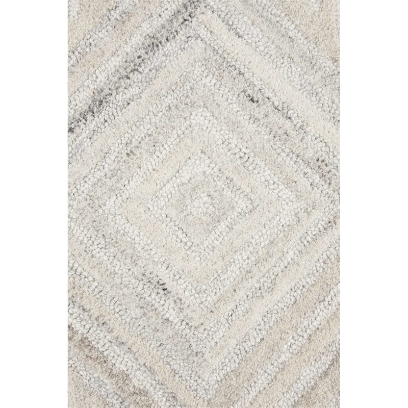 Alora Decor Makalu 3' x 5' Geometric/Solid Ivory/Natural Hand-Tufted Area Rug