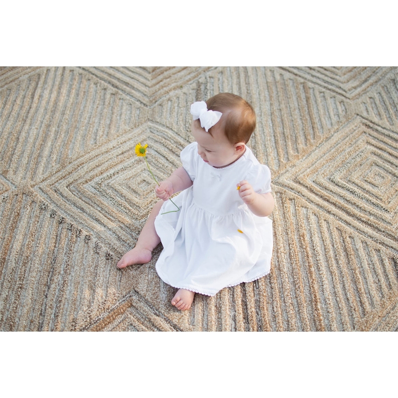 Alora Decor Makalu 3' x 5' Geometric/Solid Ivory/Natural Hand-Tufted Area Rug