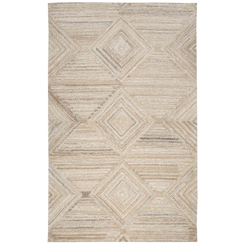 Alora Decor Makalu 3' x 5' Geometric/Solid Ivory/Natural Hand-Tufted Area Rug