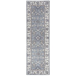 Alora Decor Liberty 2'6&quot x 8' Border Gray/Tan/Ivory Hand-Tufted Area Rug