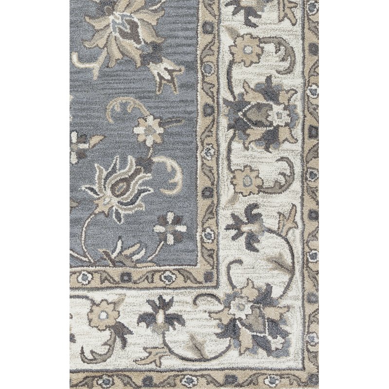 Alora Decor Liberty 8' Round Border Gray/Tan/Ivory Hand-Tufted Area Rug