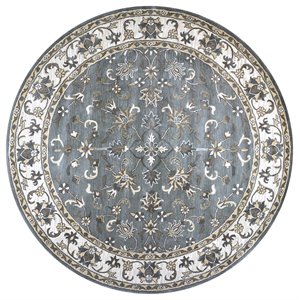 Alora Decor Liberty 8' Round Border Gray/Tan/Ivory Hand-Tufted Area Rug