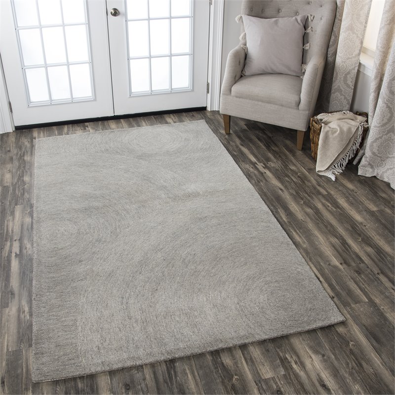 Alora Decor London 3' x 5' Swirl Gray/Gray/Rust/Blue Hand-Tufted Area Rug