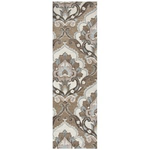 Alora Decor Napoli 2'6&quot x 10' Medallion Mocha/Ivory Hand-Tufted Area Rug