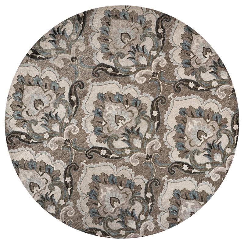 Alora Decor Napoli 8' Round Medallion Mocha/Ivory Hand-Tufted Area Rug