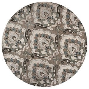 Alora Decor Napoli 8' Round Medallion Mocha/Ivory Hand-Tufted Area Rug