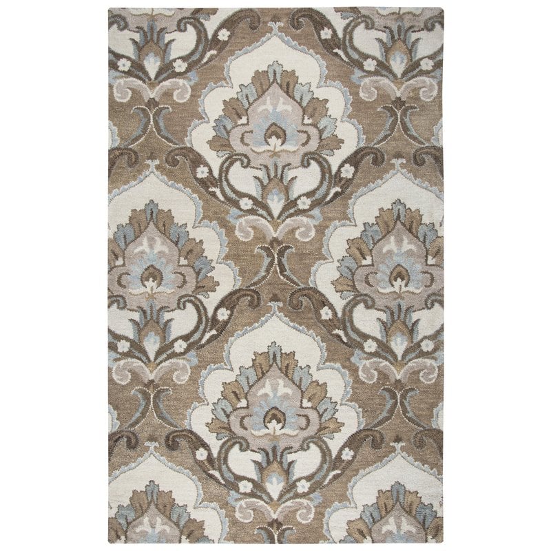 Alora Decor Napoli 5' x 8' Medallion Mocha/Ivory Hand-Tufted Area Rug