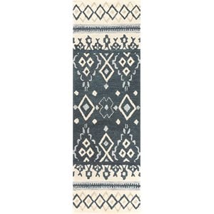 Alora Decor Lavine 2'6&quot x 8' Tribal Motif Natural/Gray/Dk Blue/Blue Area Rug
