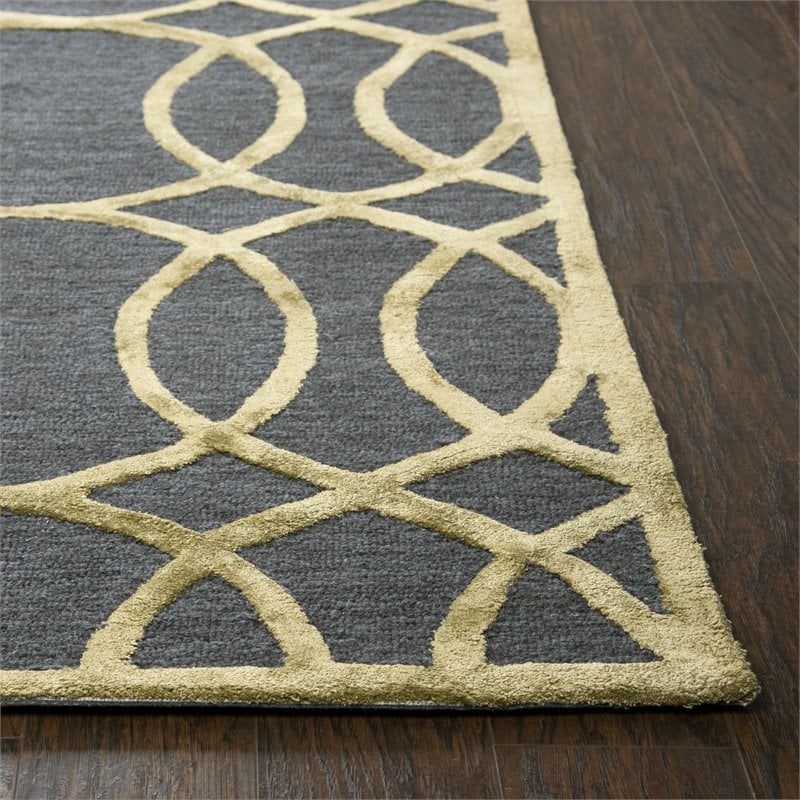 Alora Decor Madison 8' x 10' Geometric/Trellis Gray/Gold Hand-Tufted Area Rug